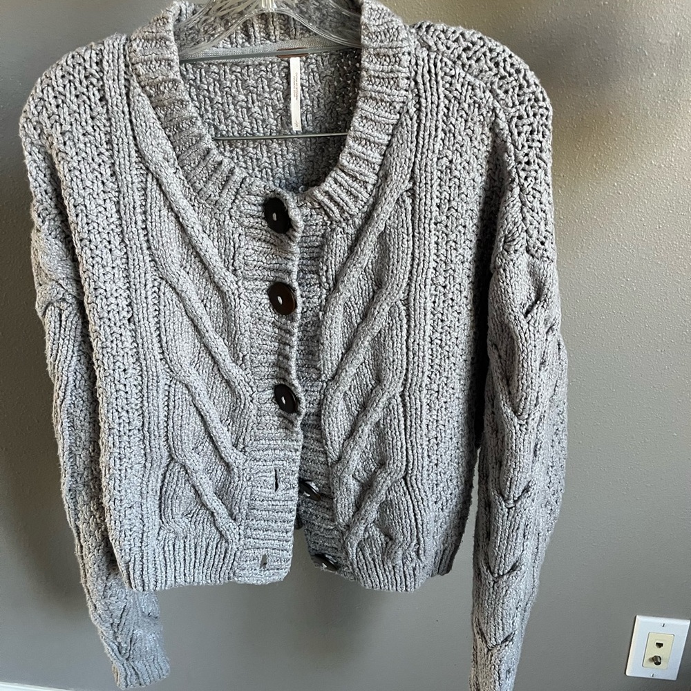 Free People Bonfire Cable Knit Cardigan